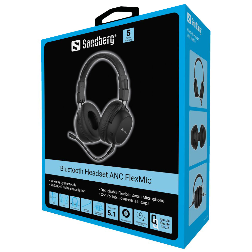 Bluetooth-наушники с ANC и съемным микрофоном Sandberg ANC FlexMic 126-36