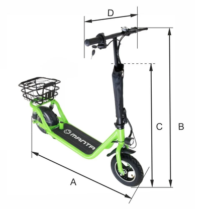 Electric scooter with large wheels and LED lighting Manta MES1001H