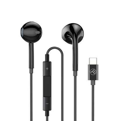Tellur Basic Drill In-Ear Headphones with Type-C Connection, Black - Fashionable and Comfortable