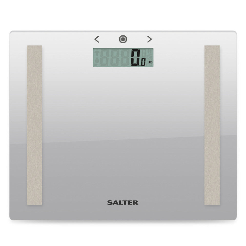 Body analyzer scales with glass platform, Salter 9113 Silver