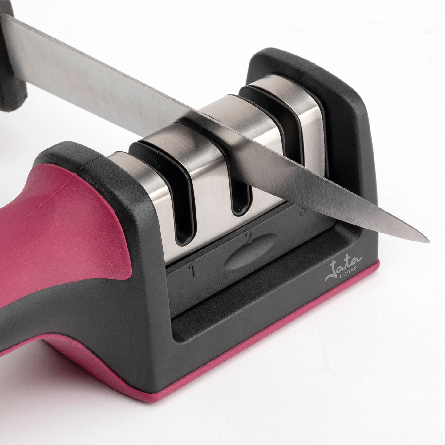 Knife sharpener with non-slip base and handle Jata HACC4541