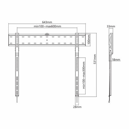 Fixed TV mount Sbox PLB-7036F 43"-80"