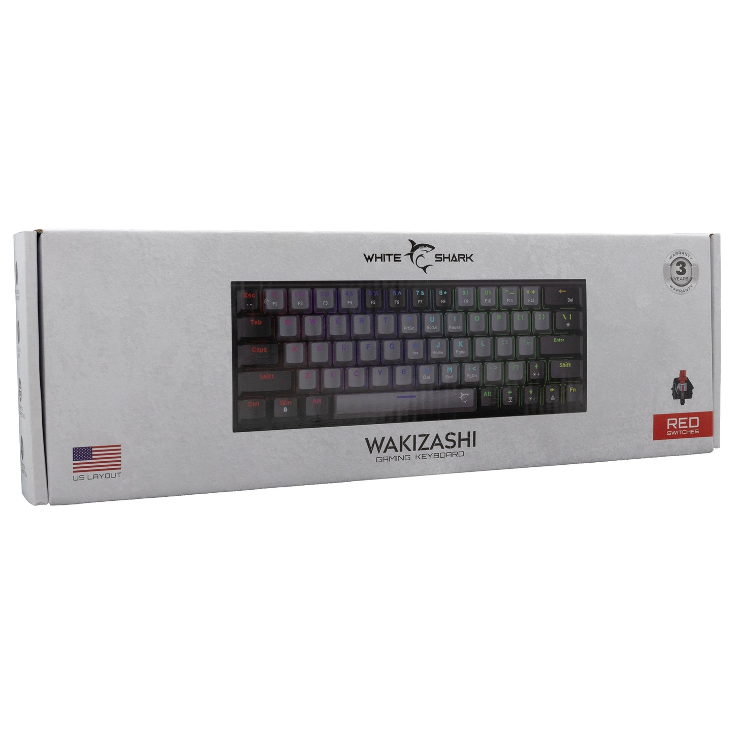 White Shark GK-002711 Wakizashi klaviatūra pelēka-melna ar Red Switches