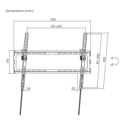 TV Tilt Mount, Black, Sbox PLB-3446T-2 (37-70 inches, 45kg)