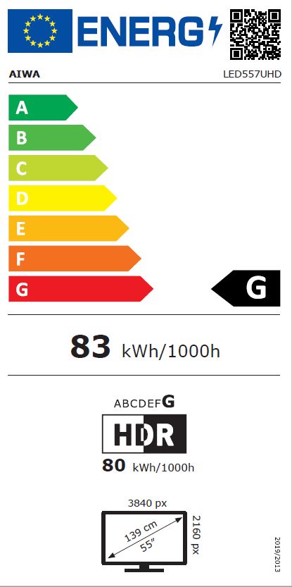 55 collu Ultra HD LED Televizors - Aiwa LED557UHD