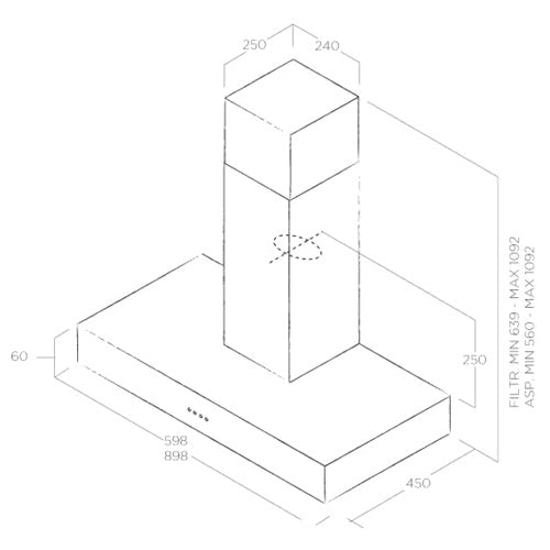 Built-in wall hood stainless Elica SPOT IX/A/60