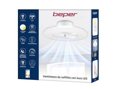 Ceiling fan with LED lighting, Beper P206VEN650