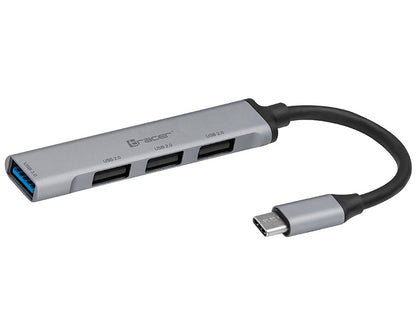 USB-C centrmezgls ar 4 portiem, Tracer 46999 H40, alumīnija korpuss