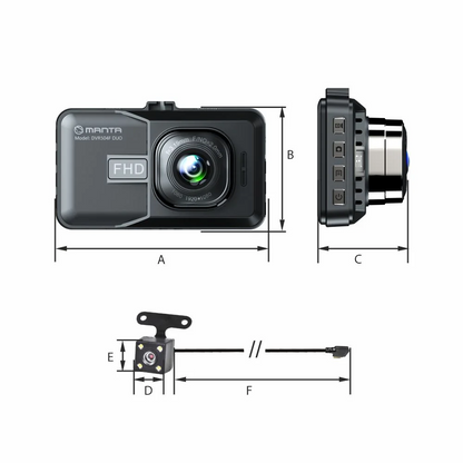 Автомобильный видеорегистратор FHD с камерой заднего вида Manta DVR504F DUO Black