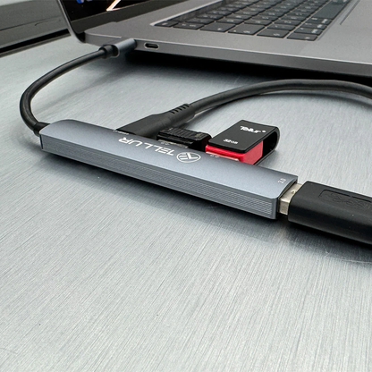 Концентратор USB-C 4в1 алюминий, серый - Tellur