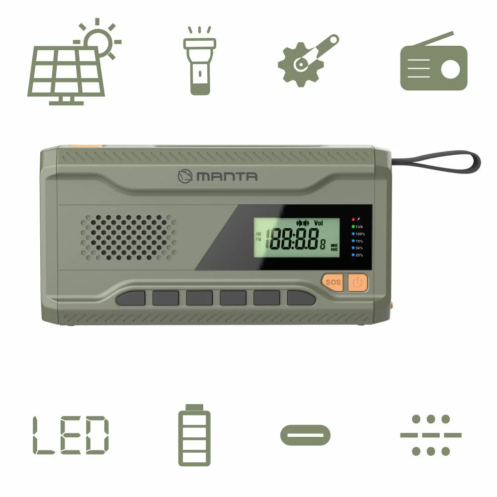 Dynamic FM radio with solar panel and SOS function - Manta RDI401G