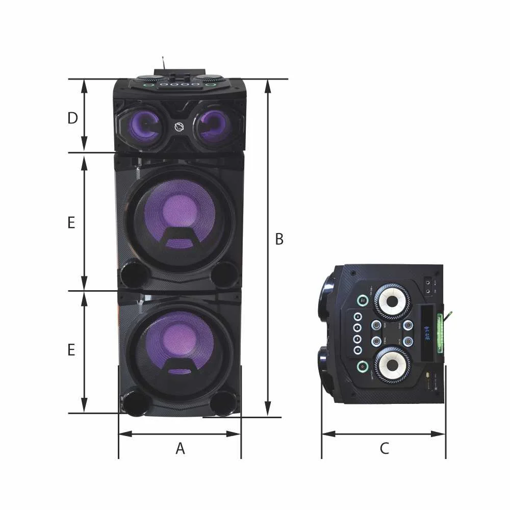 Bluetooth Skaļrunis ar Karaoke, 100W, Bluetooth 4.2, FM Radio, Manta SPK5520 Cube