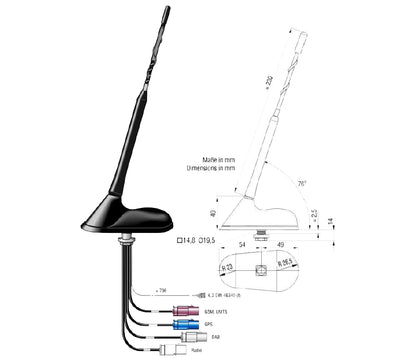 Jumta antena Blaupunkt DAB-A-GSM-GPS ar aktīvu uztveršanu