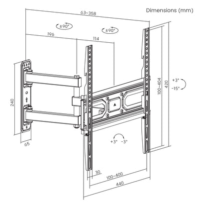 Noliecams-grozāms TV stiprinājums Sbox PLB-3644-2 32"-55"