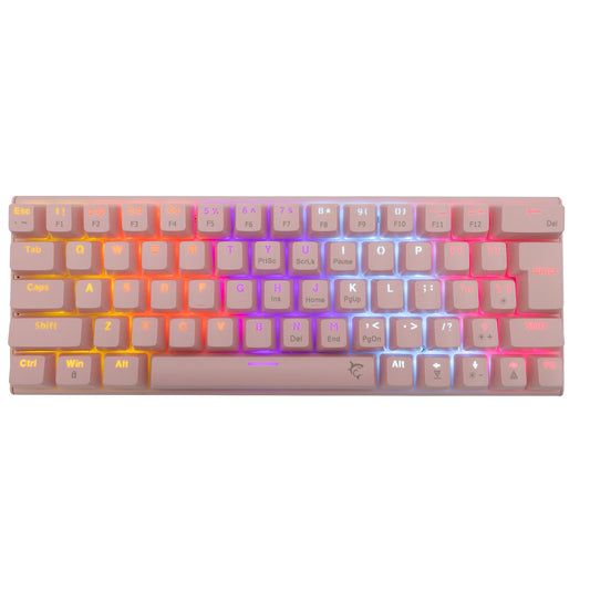 Клавиатура Wakizashi розового цвета с синими переключателями. Белая Акула GK-002421