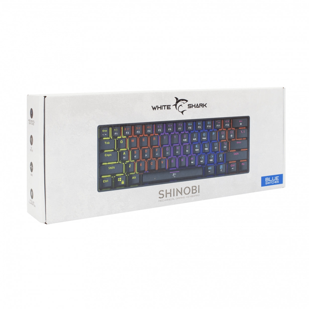 Compact gaming keyboard with blue switches, White Shark Shinobi GK-2022