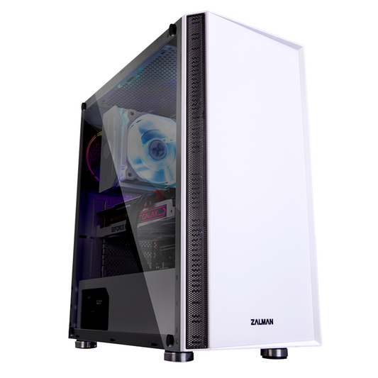 PC case with 120mm fan and LED lighting, Zalman R2 White 