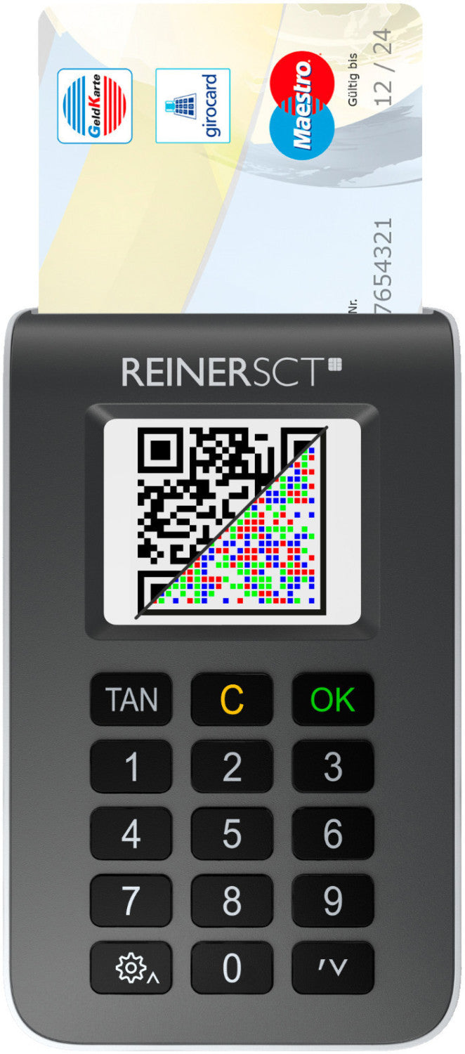 REINER-SCT TANJACK PHOTO QR - Hibrīda Lasītājs ar Ātru TAN Ģenerēšanu un QR Kodu Atpazīšanu