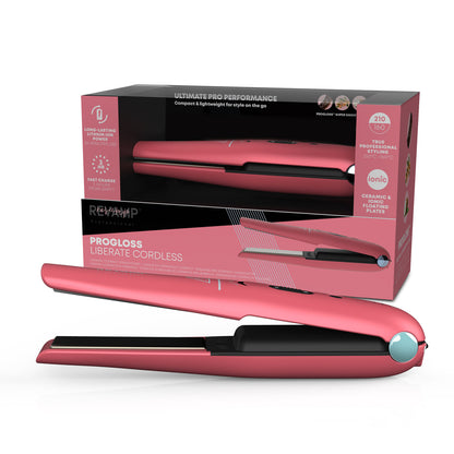 Wireless ceramic hair straightener with Progloss™ - Revamp ST-1700PK-EB