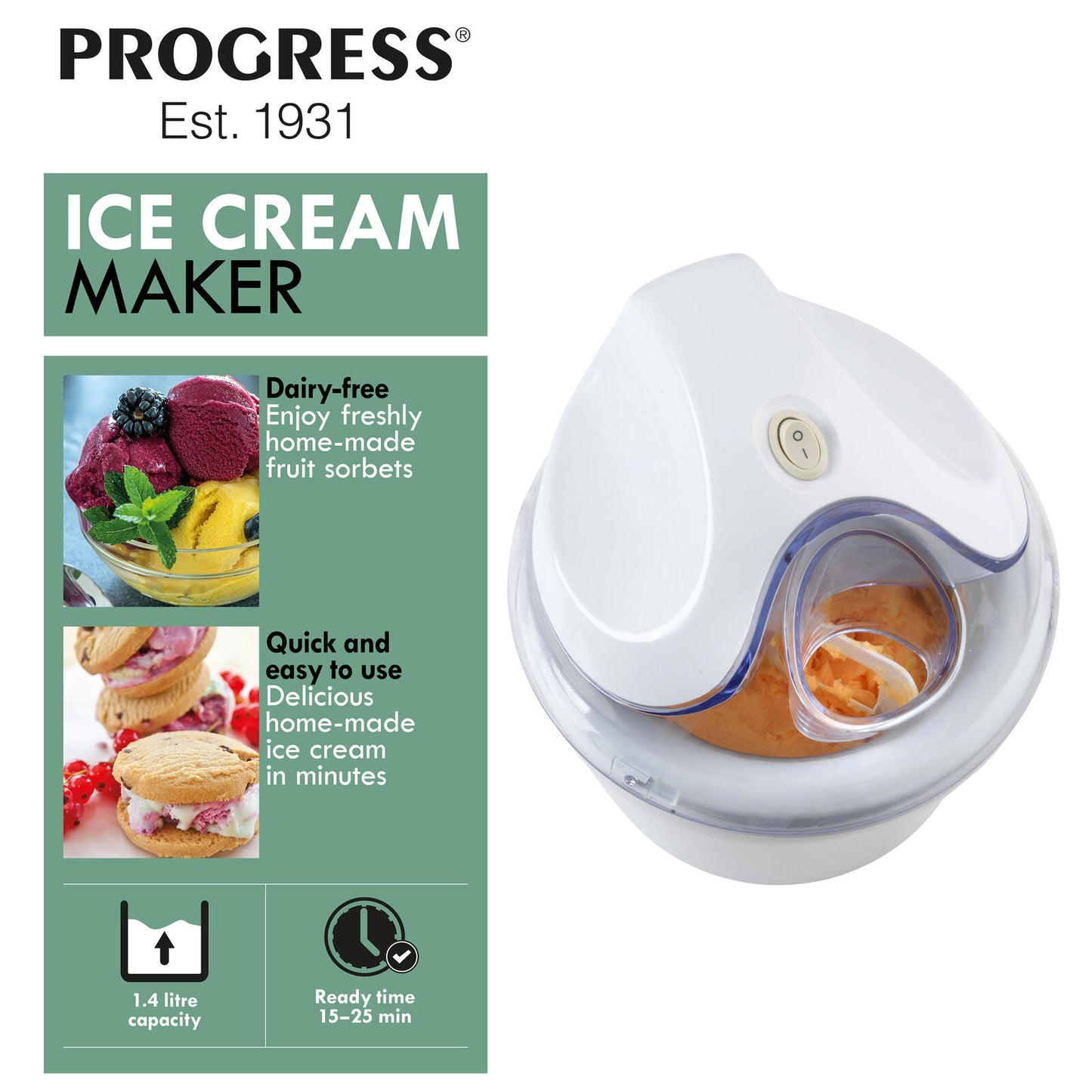 Ice cream machine with 1.4L capacity – Progress EK4390PVDEEU7