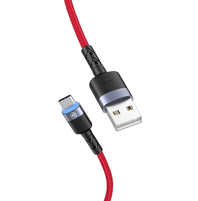 Кабель для передачи данных Tellur USB-Type-C со светодиодной подсветкой, 3 А, 1,2 м, красный