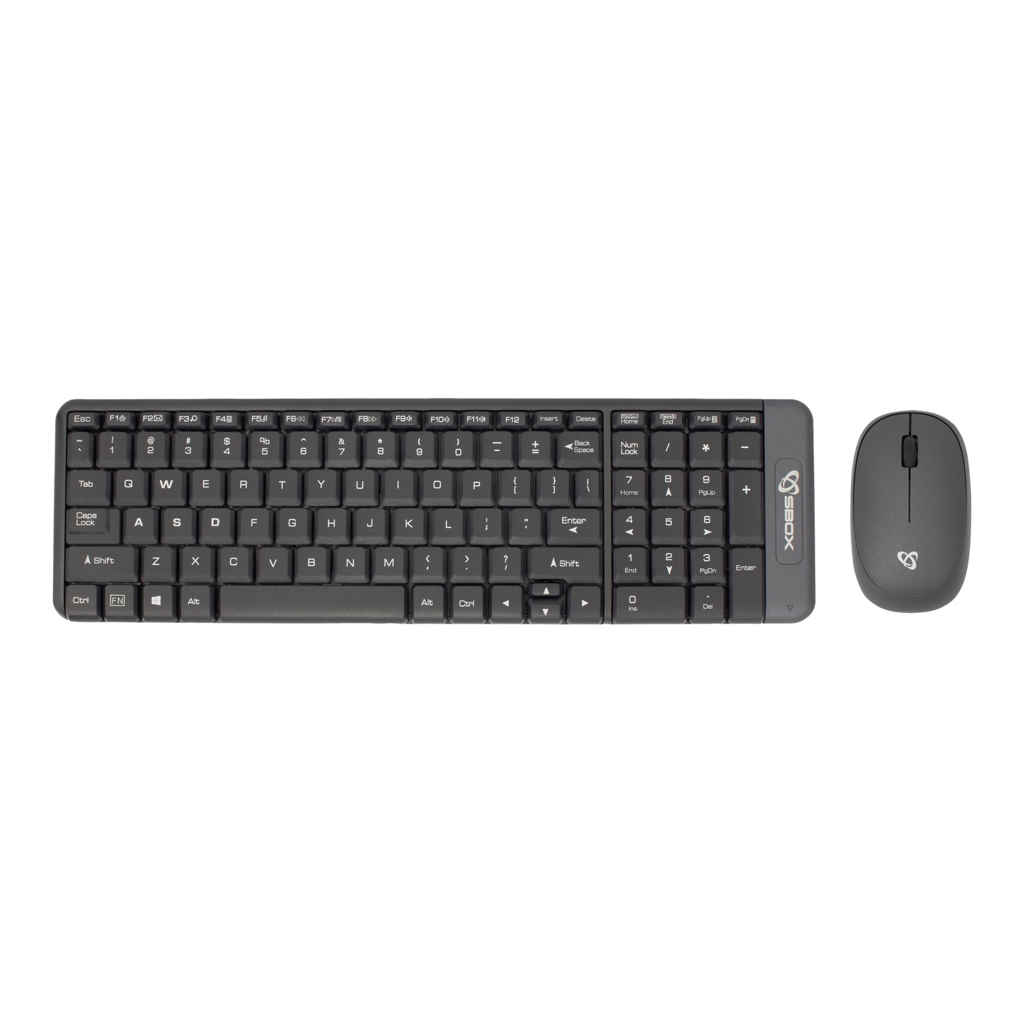 Wireless Keyboard and Mouse Set, Black/Grey - Sbox WKM-22 US