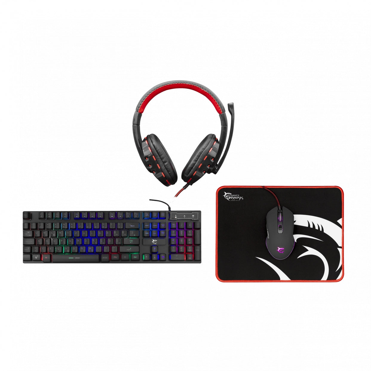 4in1 Set - Keyboard, Mouse, Mouse Pad, Headphones - White Shark Comanche 3 GC-4104