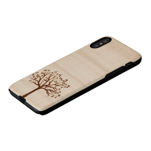 Cover for iPhone X/XS made of natural apple wood, black