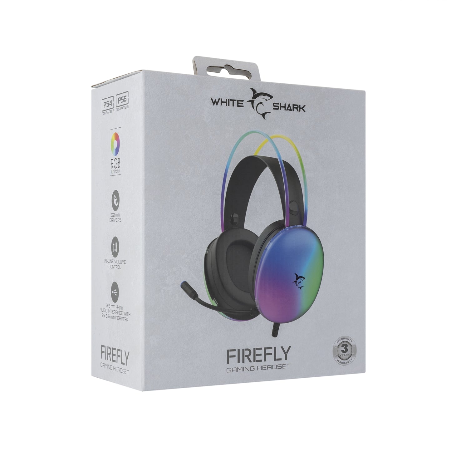 Gaming headset with RGB lighting - White Shark GH-2342 Firefly Black