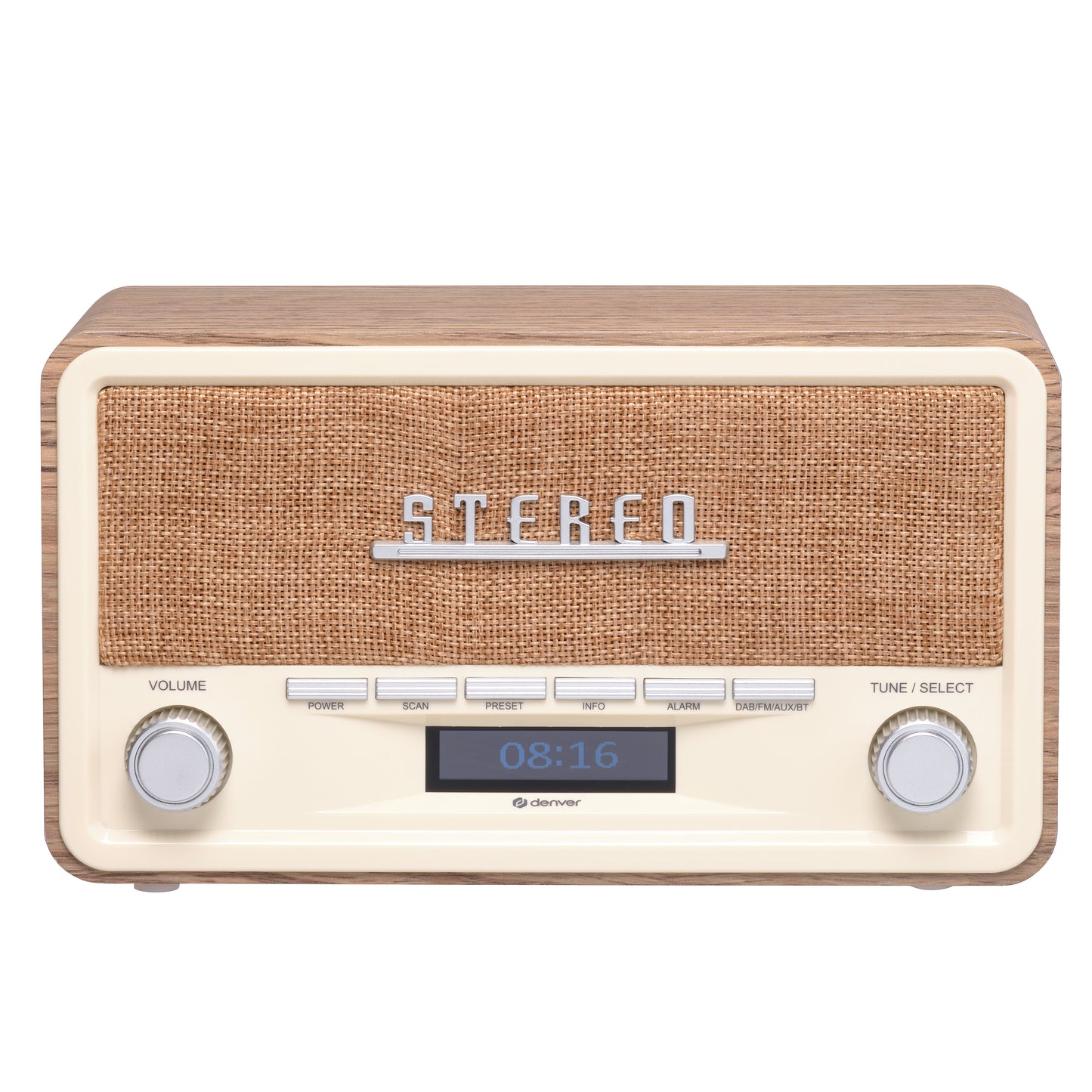 Digitālais Retro Radio ar Bluetooth un Modinātāju, Denver DAB-18LW