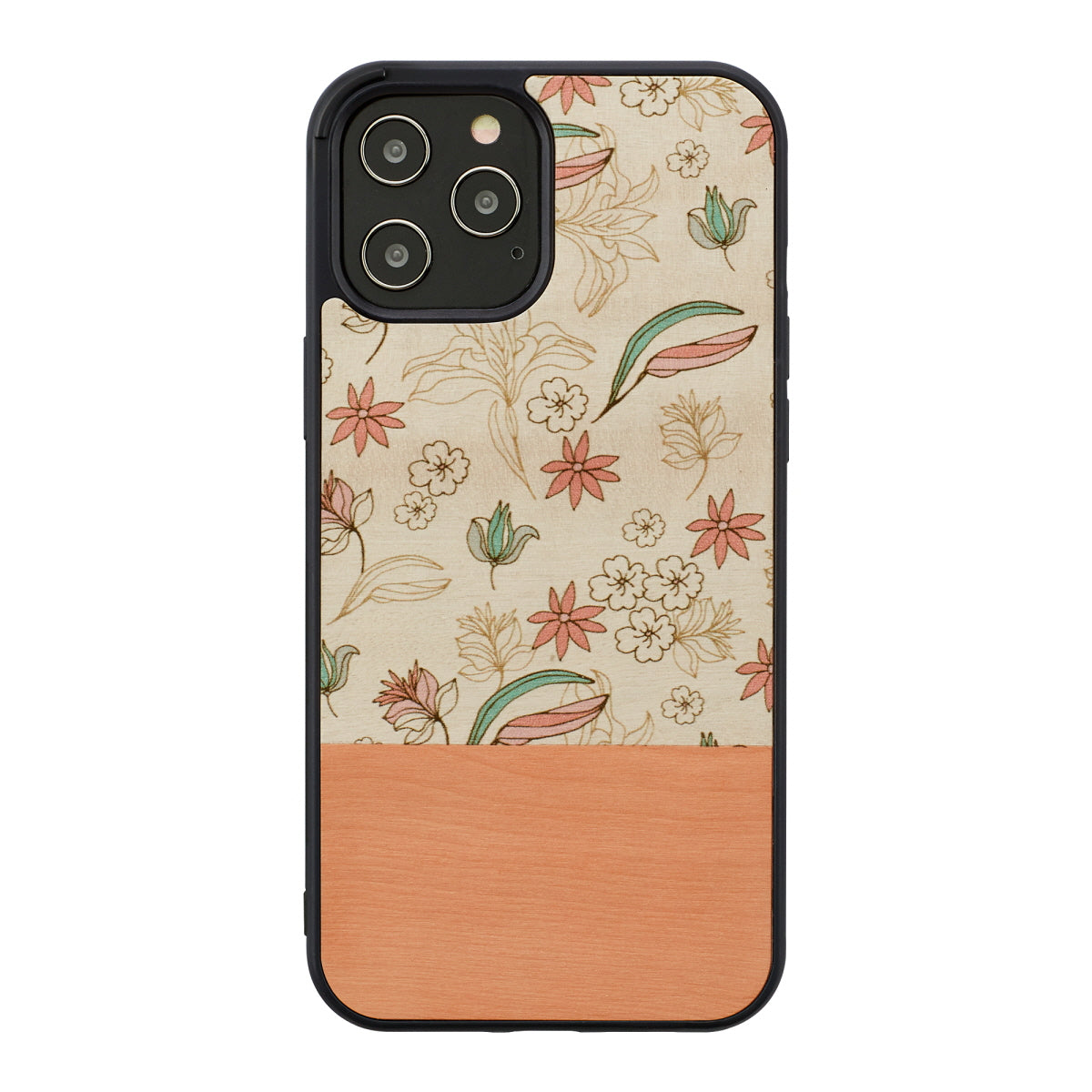 iPhone 12 Pro Max cover with pink flowers, MAN&amp;WOOD