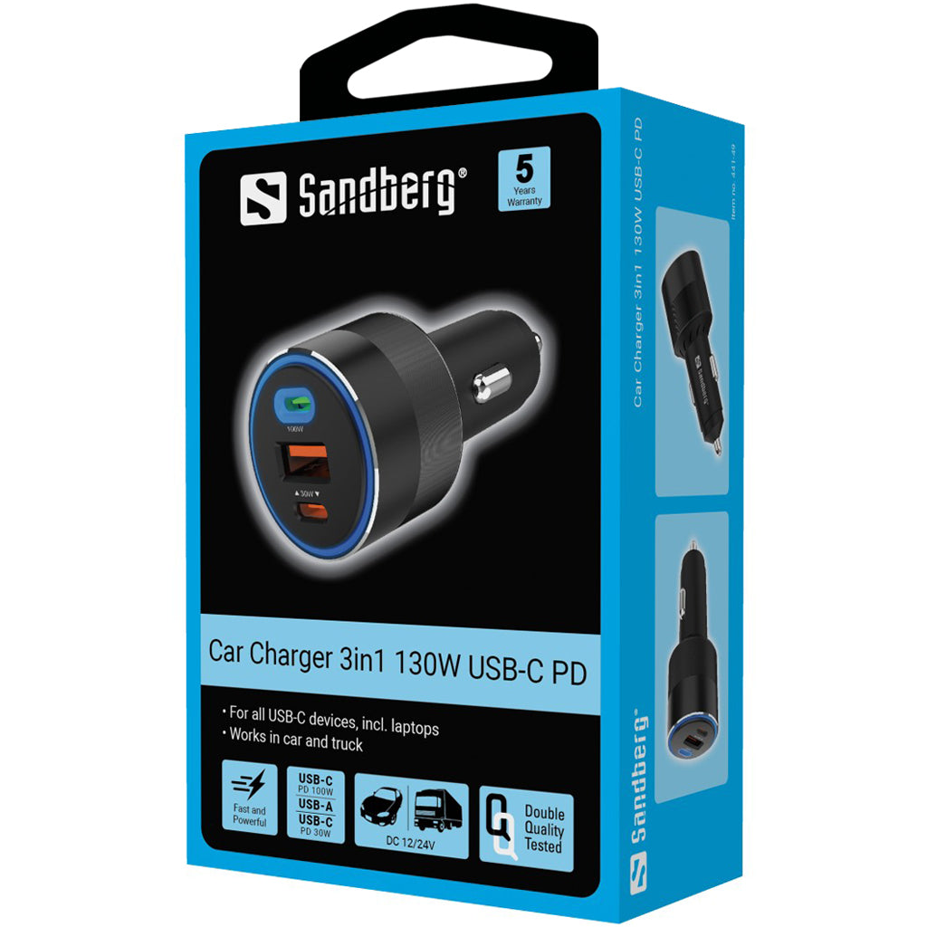 Sandberg 441-49 Car Charger 3in1 130W USB-C PD