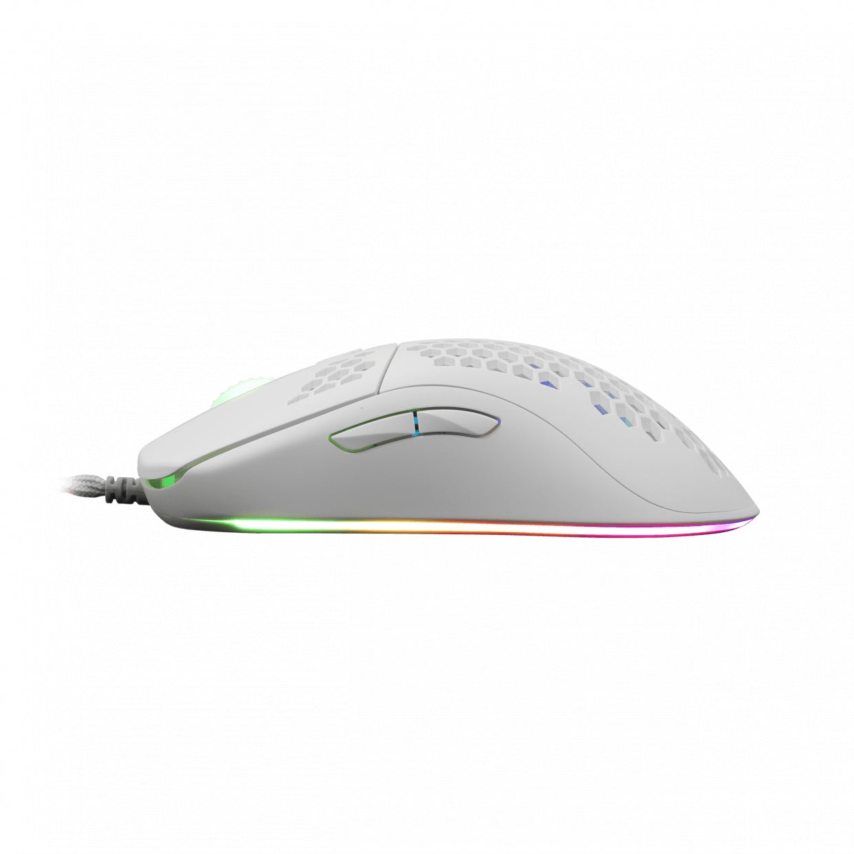 Gaming optical computer mouse with RGB lighting, White Shark GM-5007 Galahad-W White, 6400 DPI