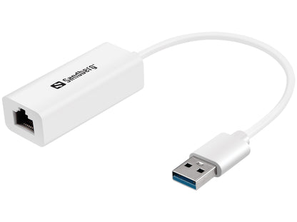USB3.0 Gigabit Network Adapter, White - Sandberg 133-90