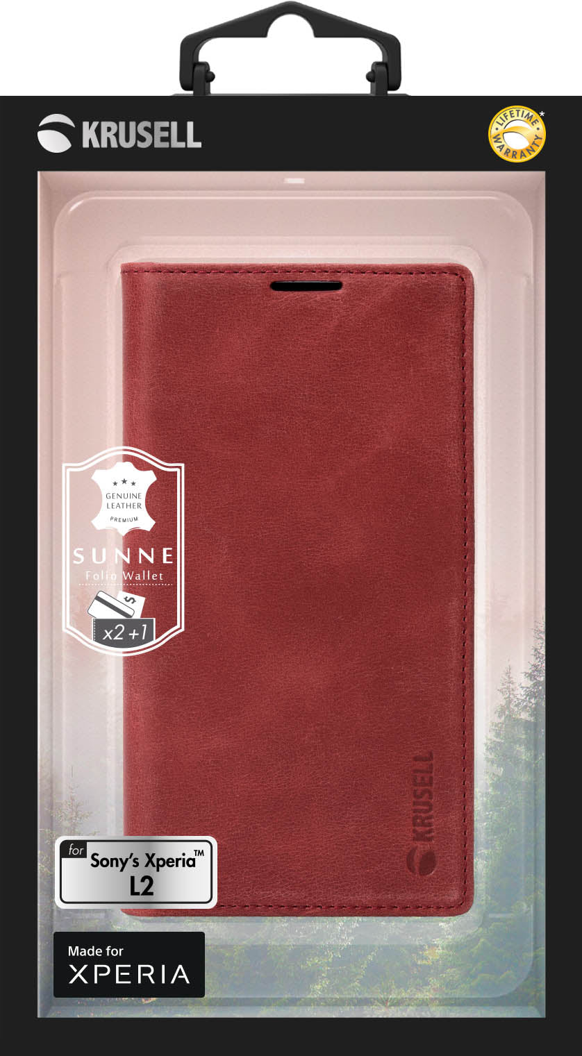 Кошелек-книжка для карт Krusell Sunne 2 Sony Xperia L2, винтажный красный 