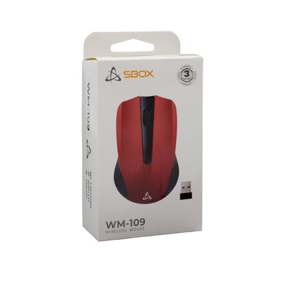 Wireless Computer Mouse, Optical, Red - Sbox WM-109