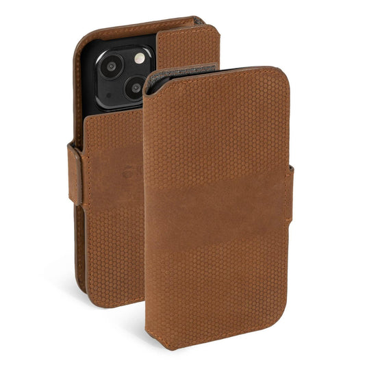 Leather Wallet for Phones with Two Card Slots, Krusell iPhone 13, Cognac