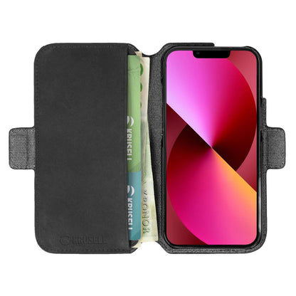 Кожаный телефонный кошелек Krusell Apple iPhone 13 mini черный (62393)