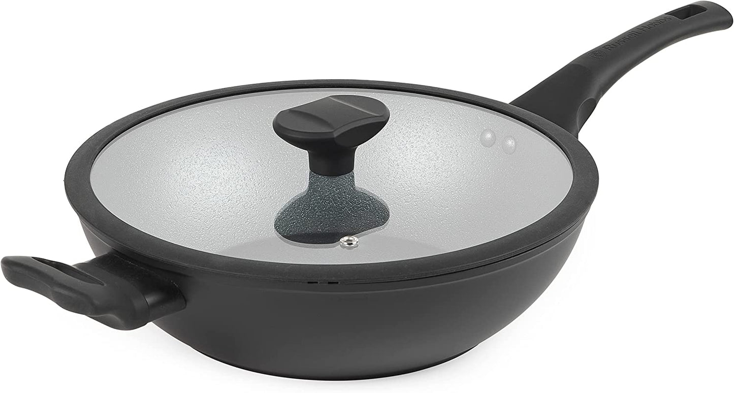 Tall wok pan with non-stick coating, Russell Hobbs RH01860EU7 Crystaltech, 28cm
