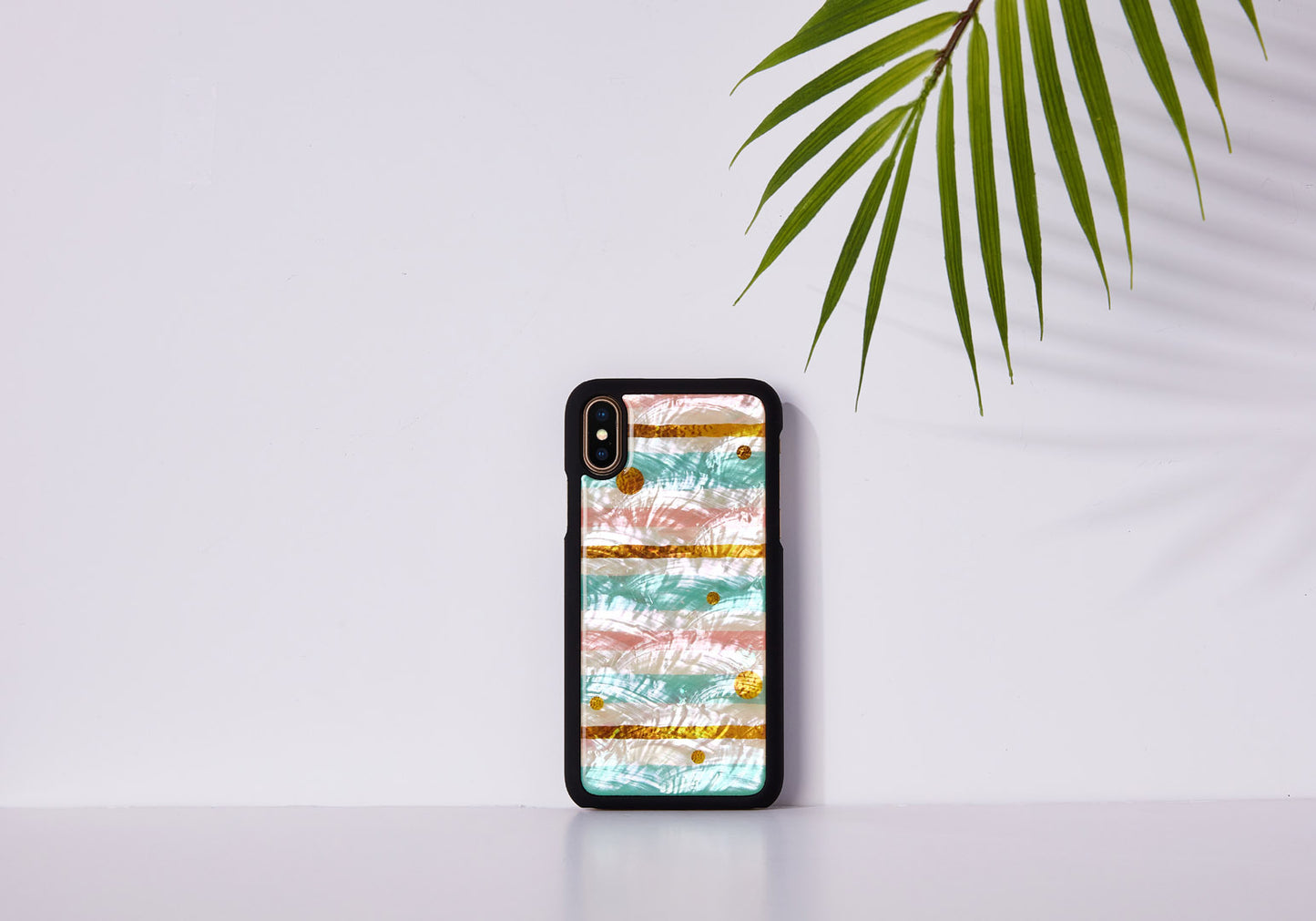 Smartphone case with mother-of-pearl iPhone XS/S, iKins, black/mint