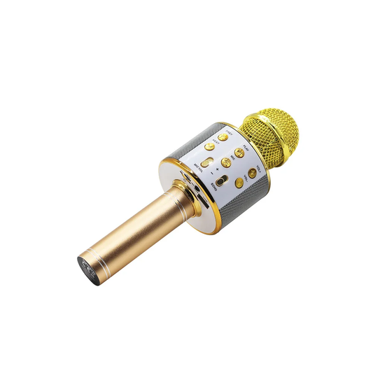 Беспроводной Bluetooth-микрофон для караоке Manta MIC10-G Gold — громкоговоритель, выходная мощность 5 Вт, высокое качество звука
