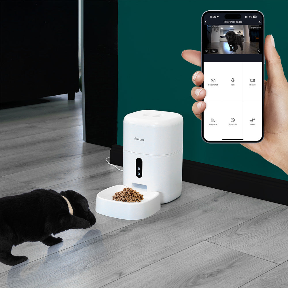 Smart pet feeder with UltraHD camera, Tellur 4L white