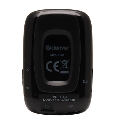 Denver MPS-316B Melns 16GB Klips MP3 Atskaņotājs ar MicroSD