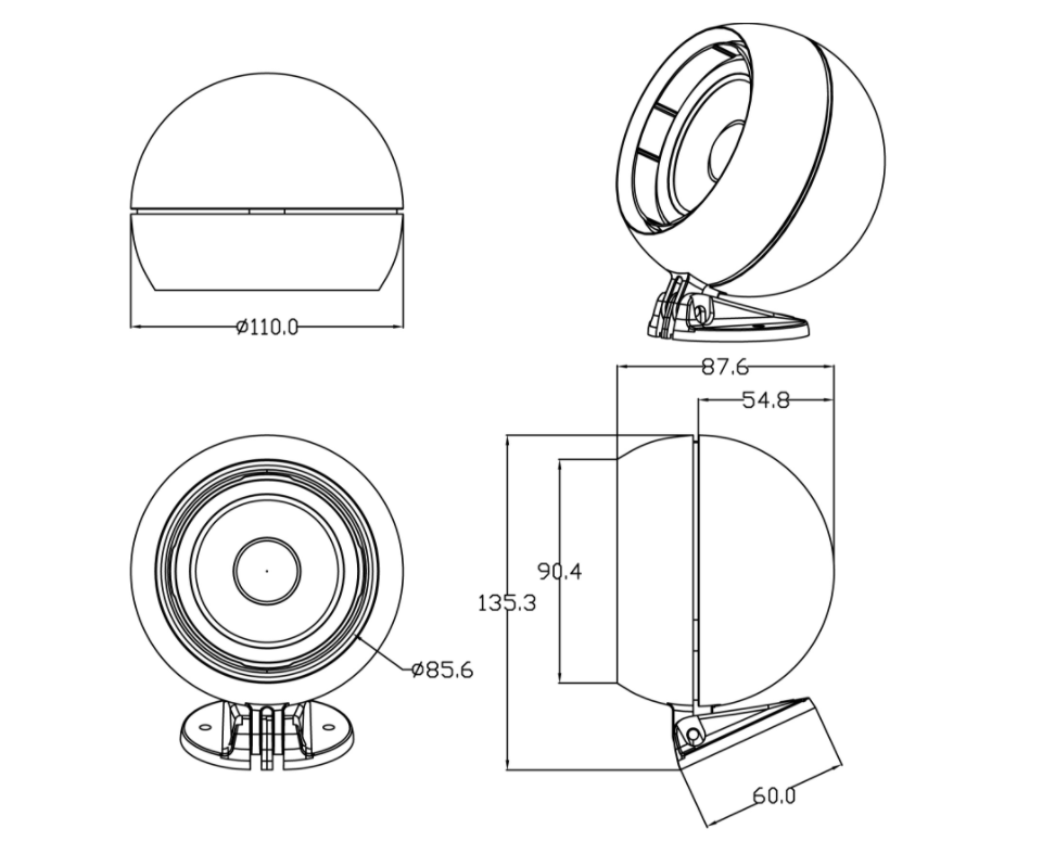 Platjoslas skaļrunis, 87 mm, 55 W maksimālā jauda, 4 omi, 100-20 000 Hz, 88 dB - Blaupunkt Globe Loudspeaker