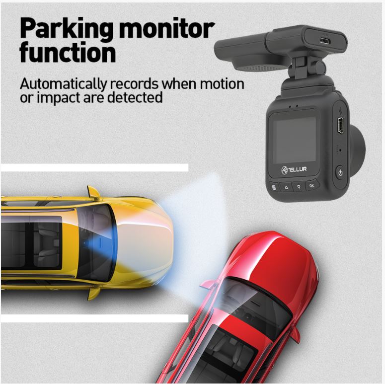 Automašīnas videoreģistrators ar FullHD 1080P un GPS Tellur Dash Patrol DC2