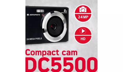 Digital camera with 24 MP sensor and 8x zoom - AGFA DC5500 Black