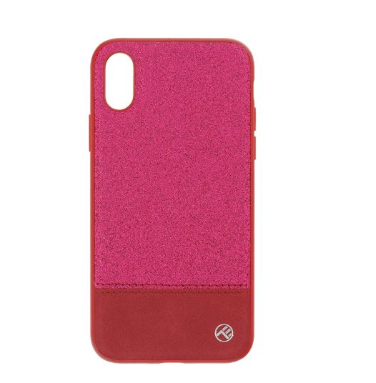 iPhone X/XS Pink Glitter Leather Cover Tellur II