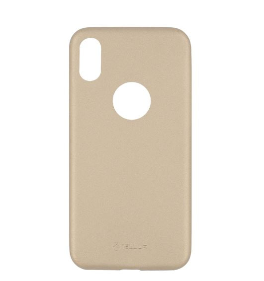 Aizsargvāciņš: gluds zelta sintētiskas ādas iPhone X/XS, Tellur
