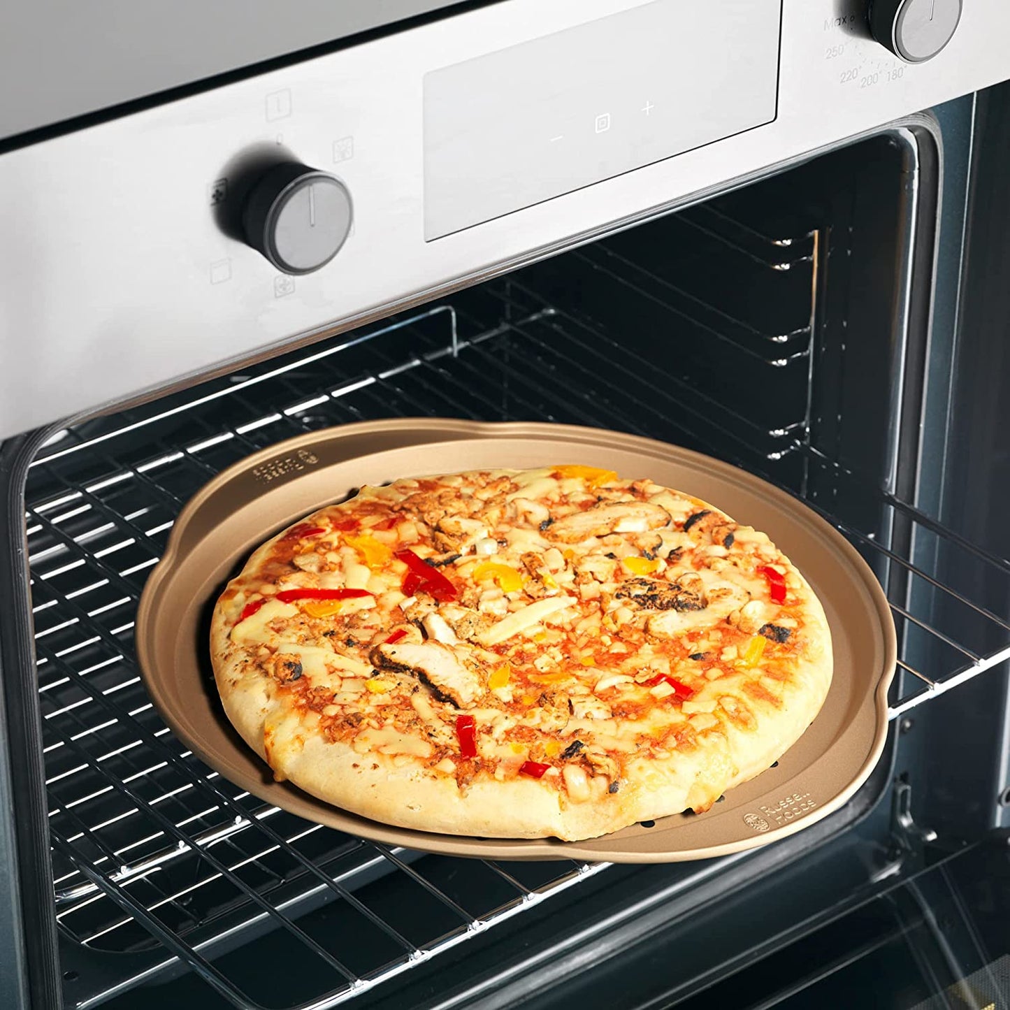 Pizza pan gold 37cm with non-stick coating Russell Hobbs