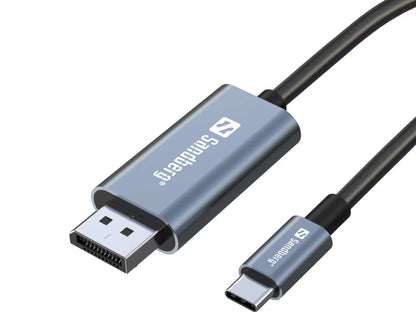 Кабель USB-C — DisplayPort, Sandberg 136-51, 2 метра, алюминиевый корпус, 4K при 60 Гц
